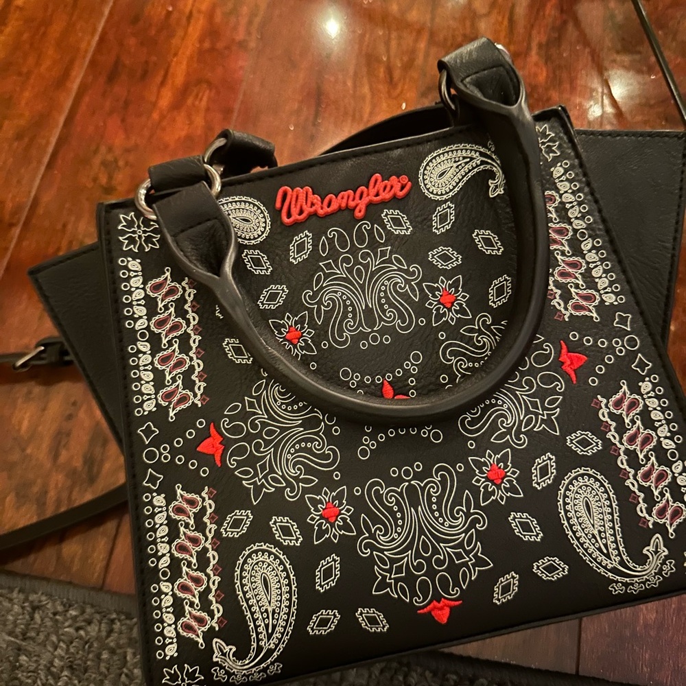 Wrangler Black and Red Paisley purse/tote